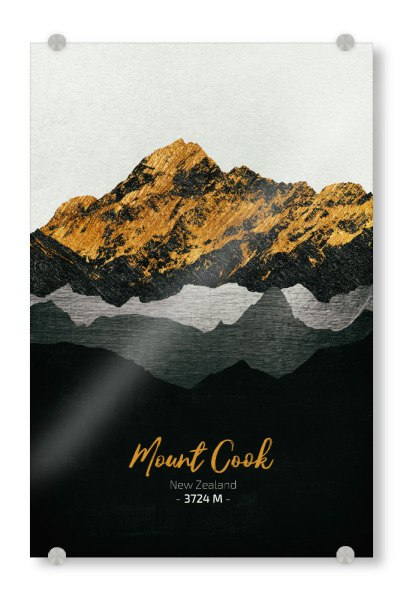 Acrylglasbild "Mount Cook" artboxONE - Natur,Reise - Berge,Gebirge,Gipfel,Natur,Landschaft,Neuseeland