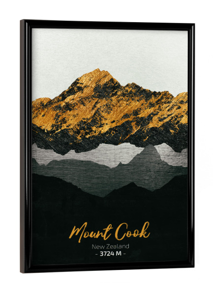 Poster mit schwarzem Rahmen "Mount Cook" artboxONE - Natur,Reise - Berge,Gebirge,Gipfel,Natur,Landschaft,Neuseeland