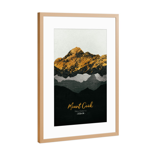 Poster mit Rahmen Kupfer "Mount Cook" artboxONE - Natur,Reise - Berge,Gebirge,Gipfel,Natur,Landschaft,Neuseeland