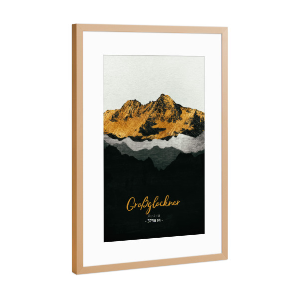 Poster mit Rahmen Kupfer "Großglockner Österreich" artboxONE - Natur,Reise - Berge,Gebirge,Gipfel,Alpen,Natur,Landschaft,österreich