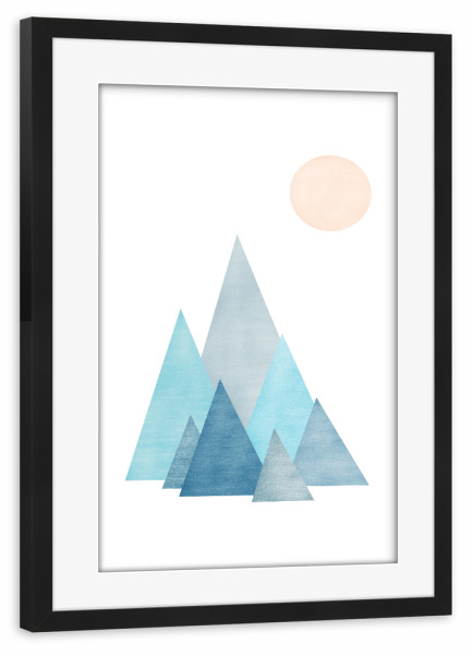 Poster mit Rahmen schwarz "Hiking" artboxONE - Natur,Abstrakt,Geometrie - Berge,Abstrakt,Skandinavisch,Nordisch,Geometrisch,Wanderlust,Minimalistisch