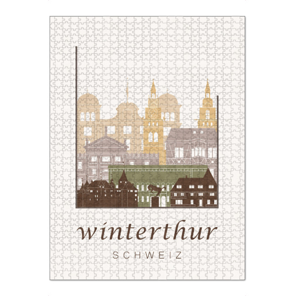 Puzzle Ravensburger "Winterthur skyline, rustic" artboxONE - Städte - Winterthur,Schweiz,Switzerland,Skyline,Cityscape,Travel - Bild winterthur