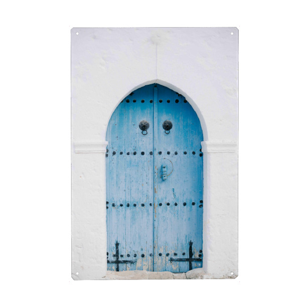 Holzbild "Blue Vintage Door" artboxONE - Architektur - Tür,Eingang,Haus,Gebäude,Architektur