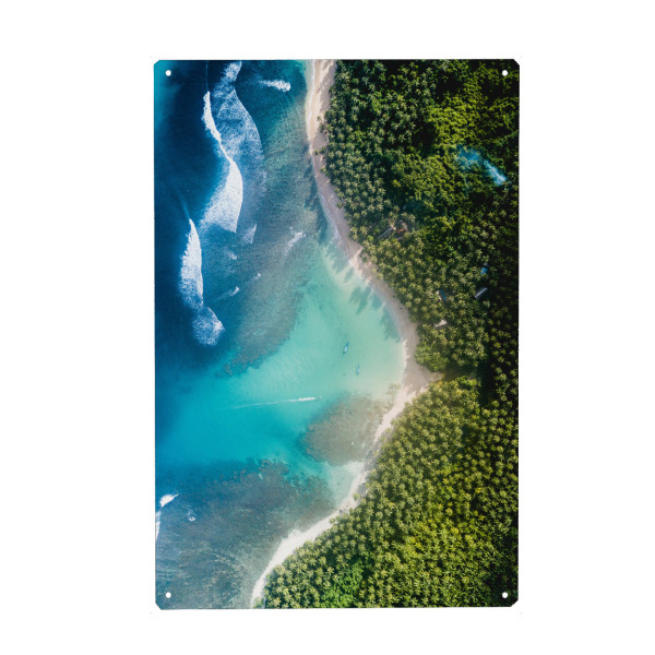 Holzbild "Beach Drone" artboxONE - Reise,Reise / Strand und Meer - Strand,Meer,Ocean,Drohne,Drohnenaufnahme,Vogelperspektive
