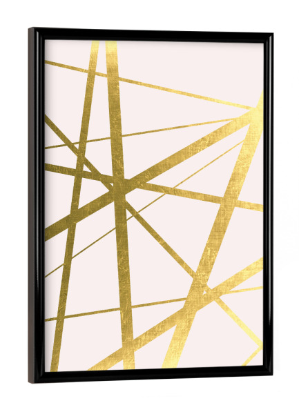 Poster mit schwarzem Rahmen "Geo Lines in Blush + Gold" artboxONE - Geometrie