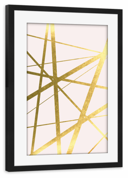 Poster mit Rahmen schwarz "Geo Lines in Blush + Gold" artboxONE - Geometrie