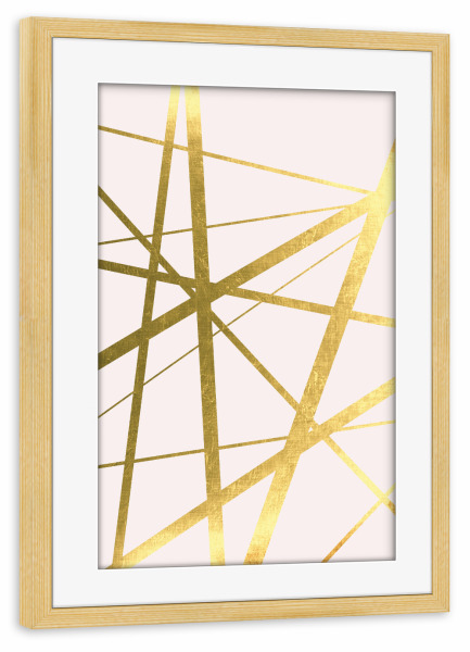 Poster mit Rahmen kiefer "Geo Lines in Blush + Gold" artboxONE - Geometrie