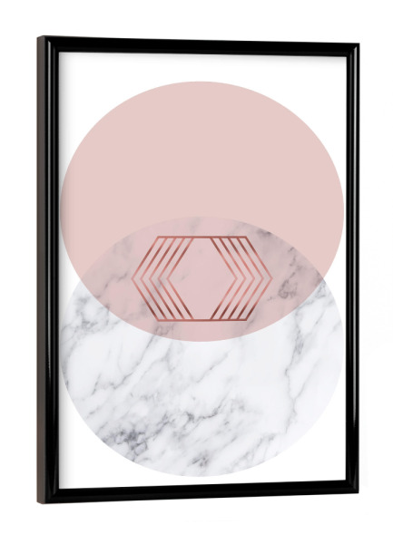 Poster mit schwarzem Rahmen "Blush + Rose Gold Geo" artboxONE - Abstrakt,Geometrie,Marmor