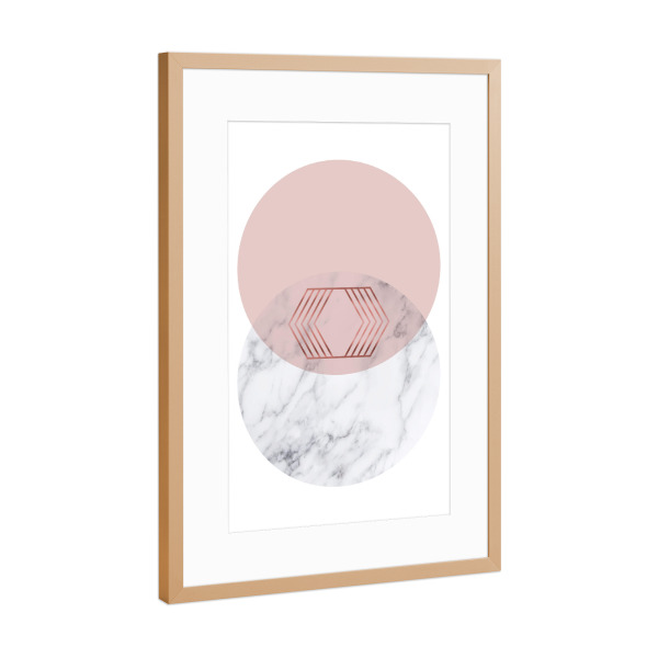 Poster mit Rahmen Kupfer "Blush + Rose Gold Geo" artboxONE - Abstrakt,Geometrie,Marmor