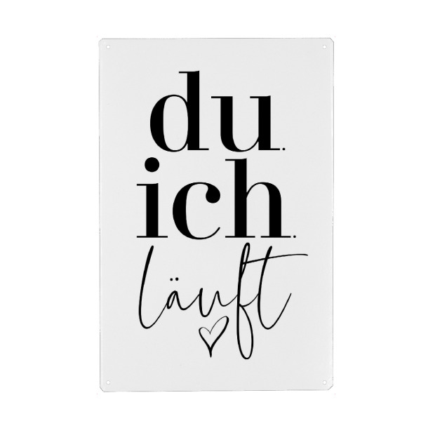 Holzbild "Du. Ich. Läuft" artboxONE - Typografie,Schwarzweiß,Liebe