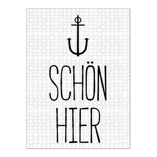 Puzzle Ravensburger "Schön hier - Maritim" artboxONE - Typografie,Schwarzweiß - Anker,Maritim,Zuhause,Heimat,Lieblingsplatz - Bild anker