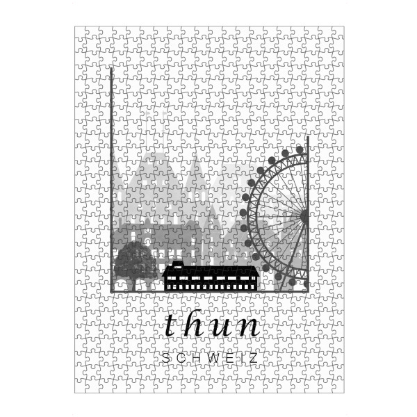 Puzzle Ravensburger "Thun skyline, black & white" artboxONE - Städte,Schwarzweiß - Thun,Switzerland,Schweiz,Skyline - Bild thun