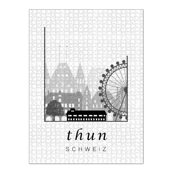 Puzzle Ravensburger "Thun skyline, black & white" artboxONE - Städte,Schwarzweiß - Thun,Switzerland,Schweiz,Skyline - Bild thun