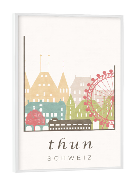 Poster mit weißem Rahmen "Thun skyline, pastel" artboxONE - Städte - Thun,Switzerland,Schweiz,Skyline