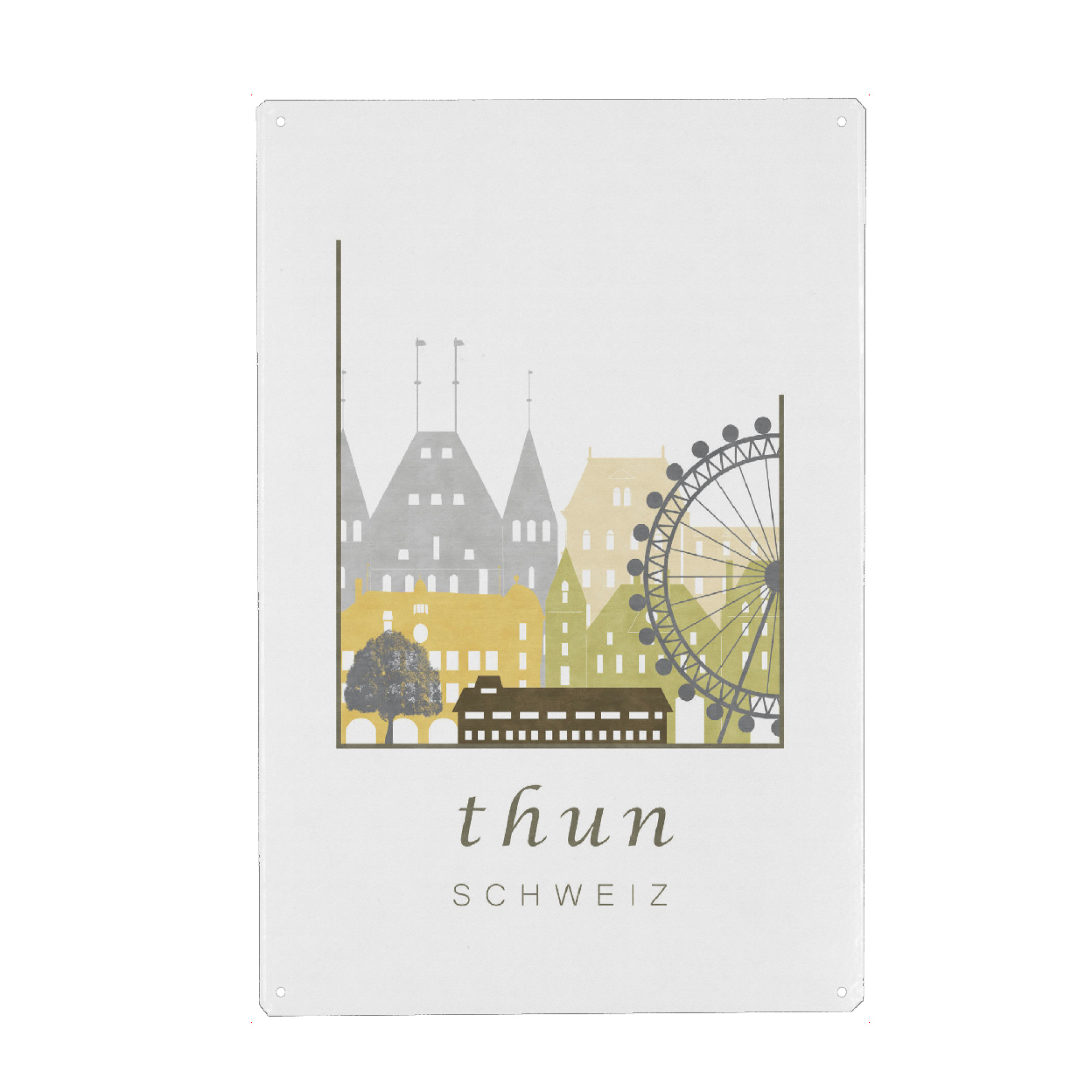 Metall Poster "Thun skyline, desert" artboxONE - Städte - Thun,Switzerland,Schweiz,Skyline - Blechschild