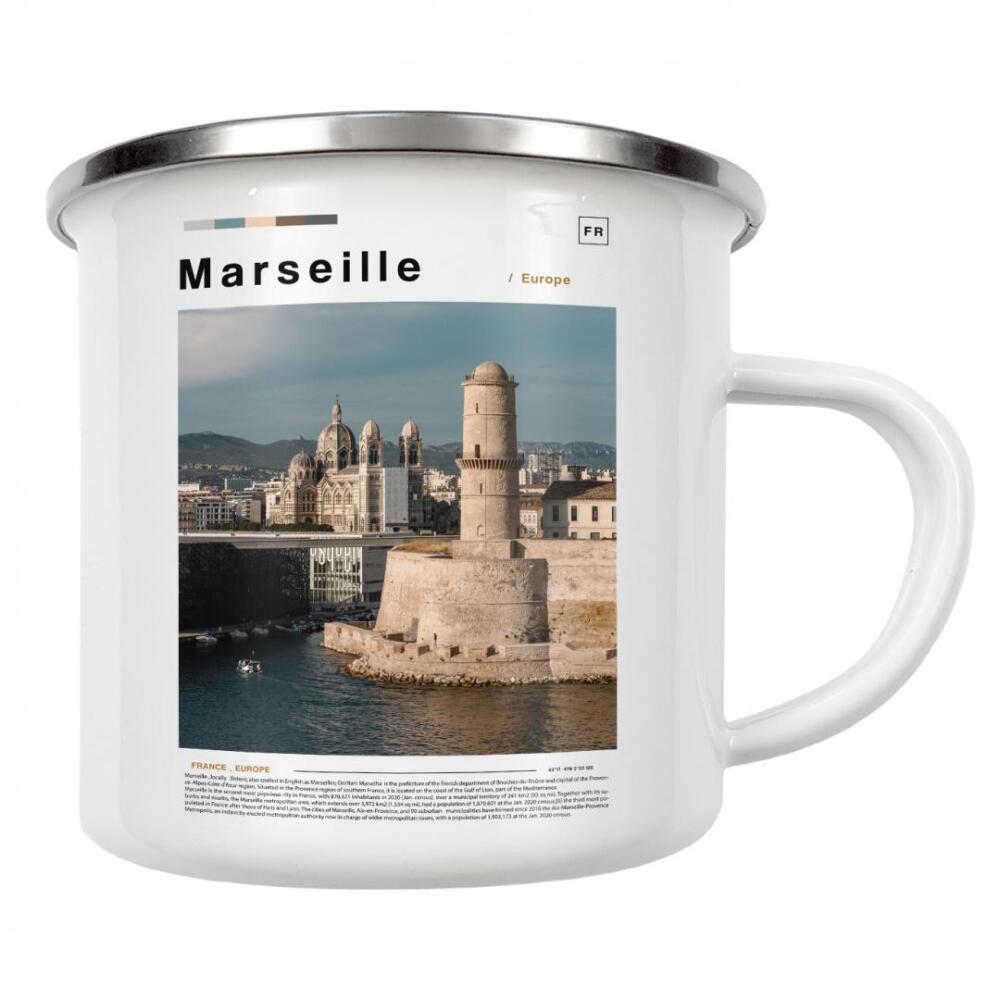 Emaille Tasse "Titelblatt der Marseiller Zeitung" artboxONE - Städte,Architektur