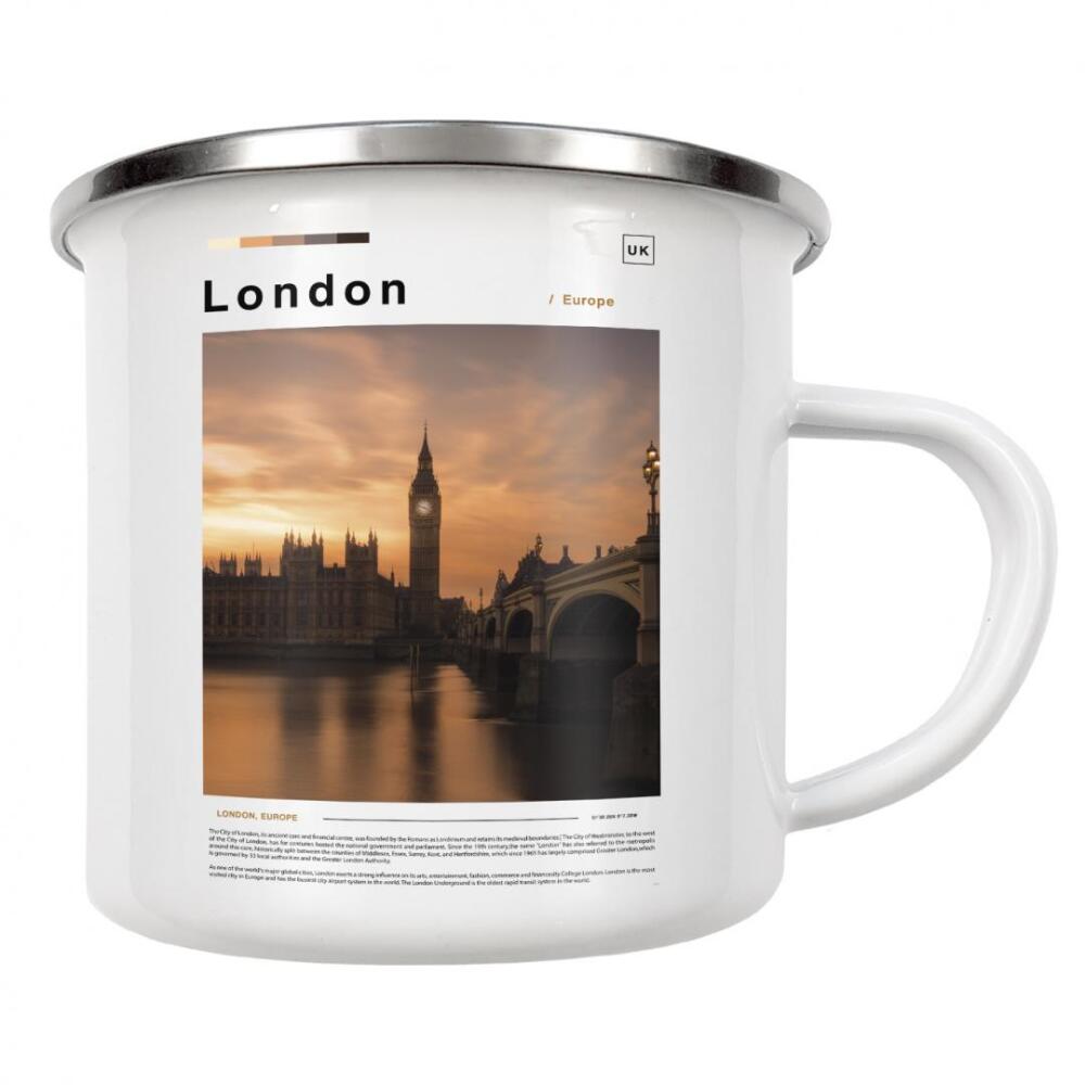 Emaille Tasse "Cover der Londoner Zeitung" artboxONE - Städte,Architektur
