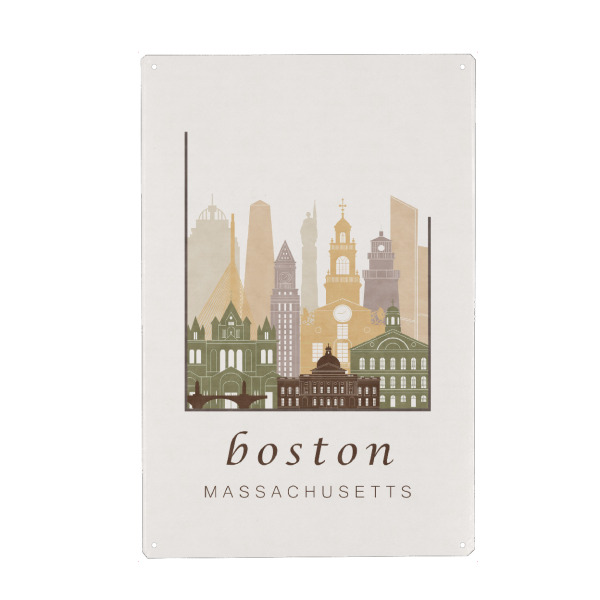 Holzbild "Boston rustic skyline" artboxONE - Städte / Boston,Kartografie