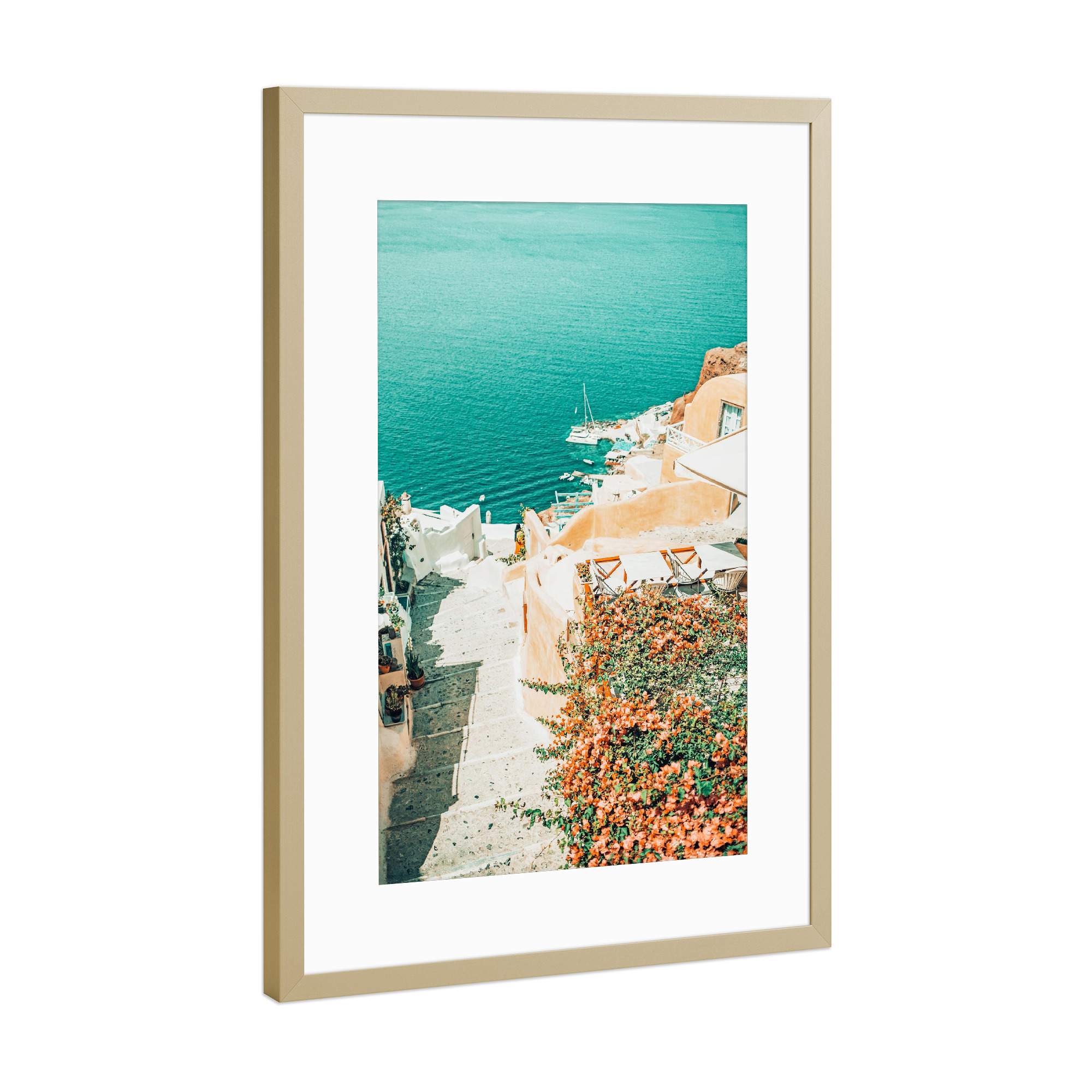Poster mit Rahmen Gold "This Way To The Ocean" artboxONE - Städte,Reise