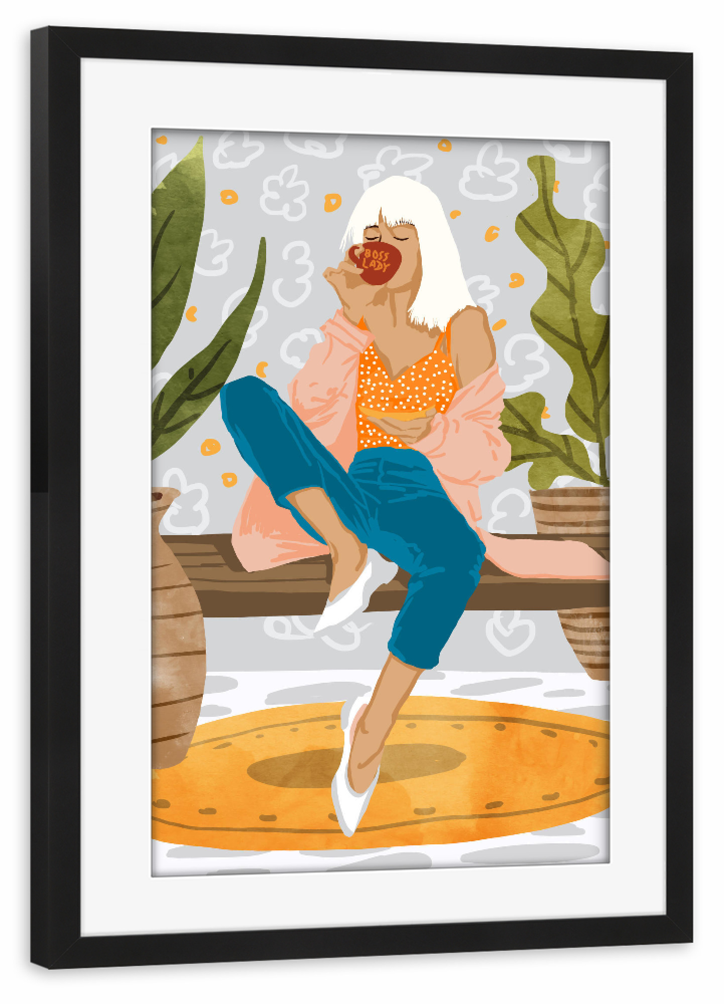 Poster mit Rahmen schwarz "Boss Lady Painting" artboxONE - Menschen
