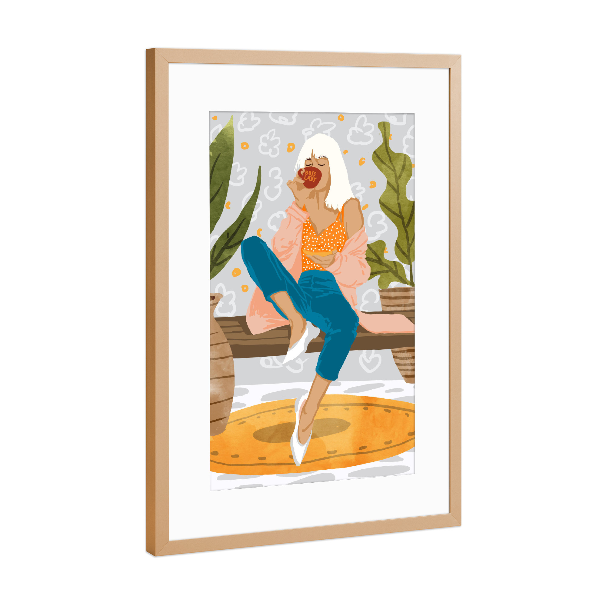 Poster mit Rahmen Kupfer "Boss Lady Painting" artboxONE - Menschen