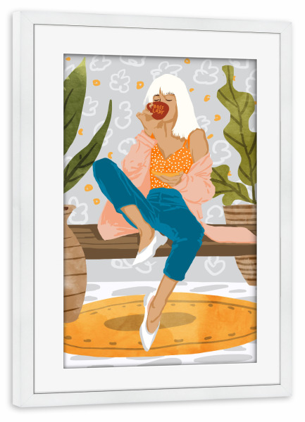 Poster mit Rahmen weiß "Boss Lady Painting" artboxONE - Menschen