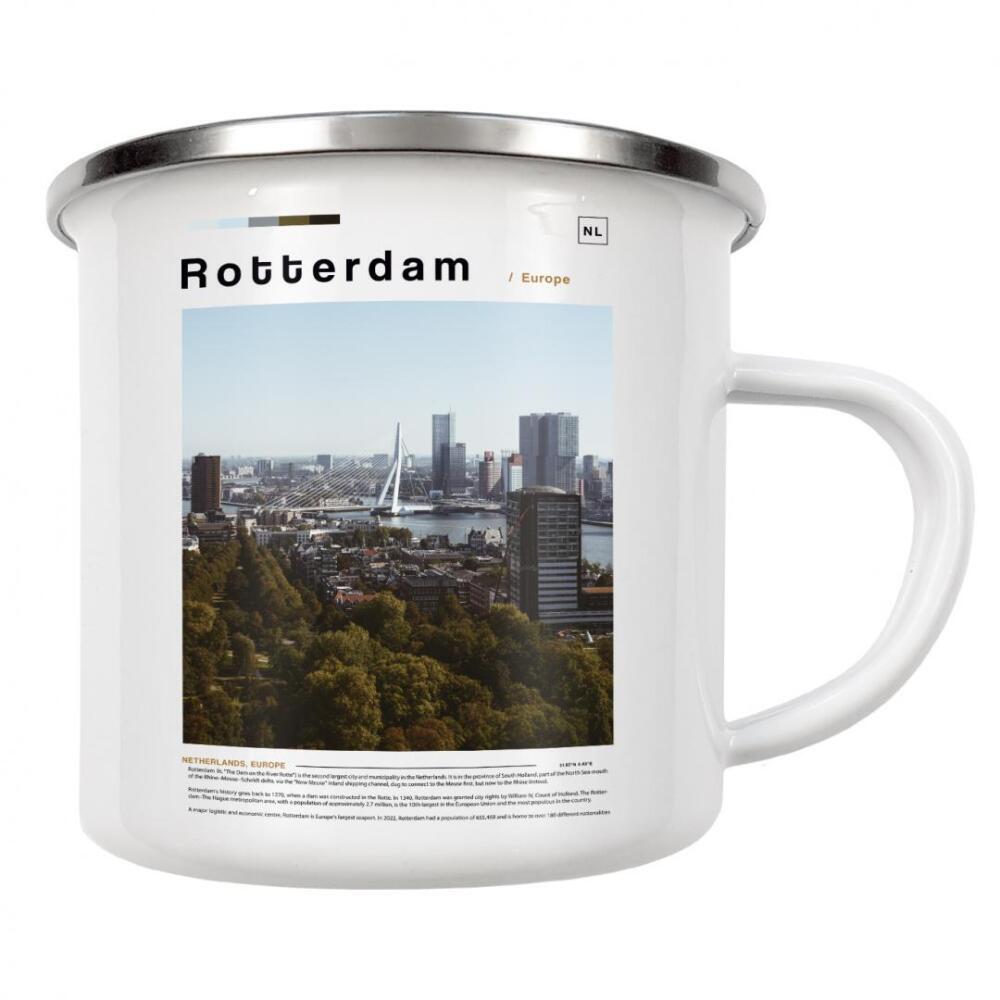 Emaille Tasse "Titelblatt der Rotterdamer Zeitung" artboxONE - Städte,Architektur