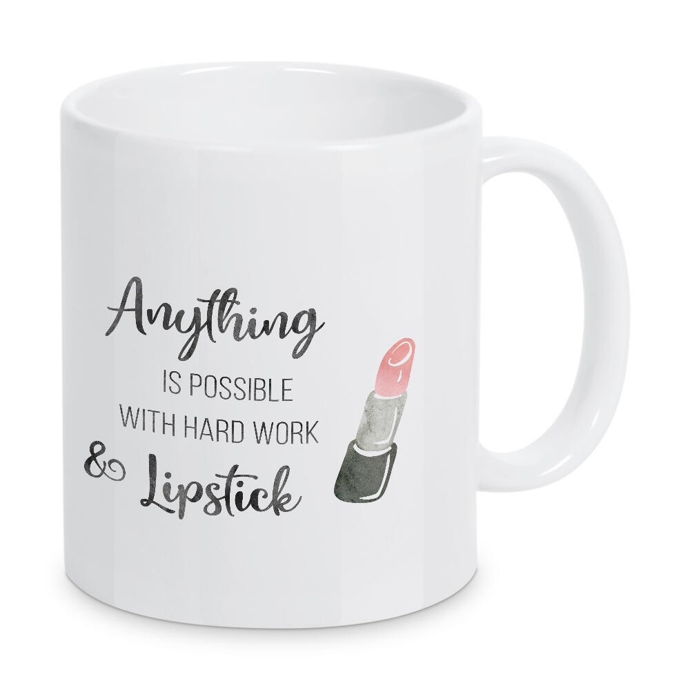 Tasse "Harte Arbeit und Lippenstift" artboxONE - Typografie,Fashion - Lippenstift,Arbeit,Möglich,Typo,Typografie