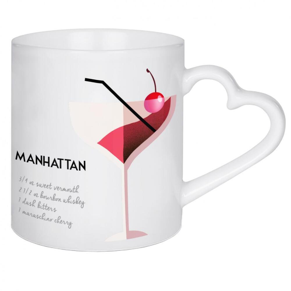 Herztasse "Klassisches Retro-Manhattan" artboxONE - Typografie,Essen & Trinken / Alkohol - Alkohol,Rezept,Manhattan,Getränk,Cocktail