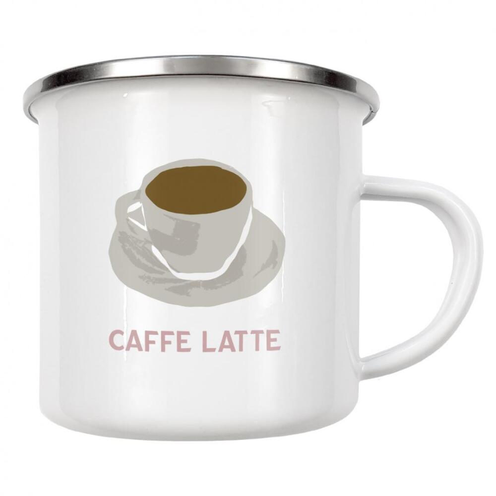 Emaille Tasse "Moderner Kaffee - Caffe Latte" artboxONE - Typografie,Essen & Trinken - Caffe latte,Kaffee,Küche,Getränk