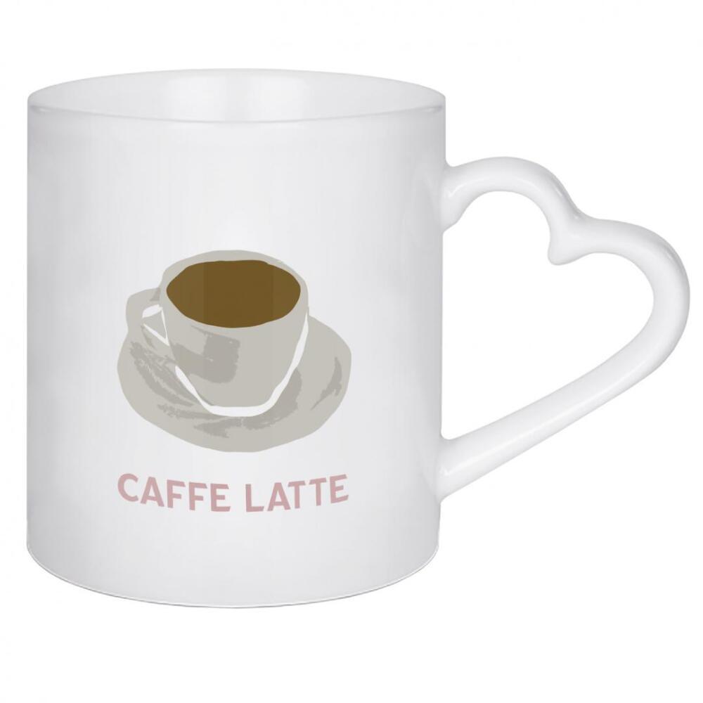 Herztasse "Moderner Kaffee - Caffe Latte" artboxONE - Typografie,Essen & Trinken - Caffe latte,Kaffee,Küche,Getränk