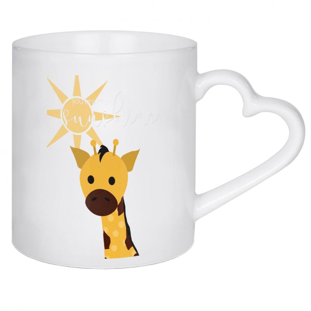 Herztasse "Mein Sonnenschein - Giraffe" artboxONE - Typografie,Für Kinder,Tiere - Giraffe,Sonne,Sonnenschein,Wolken,Kinder,Kinderzimmer