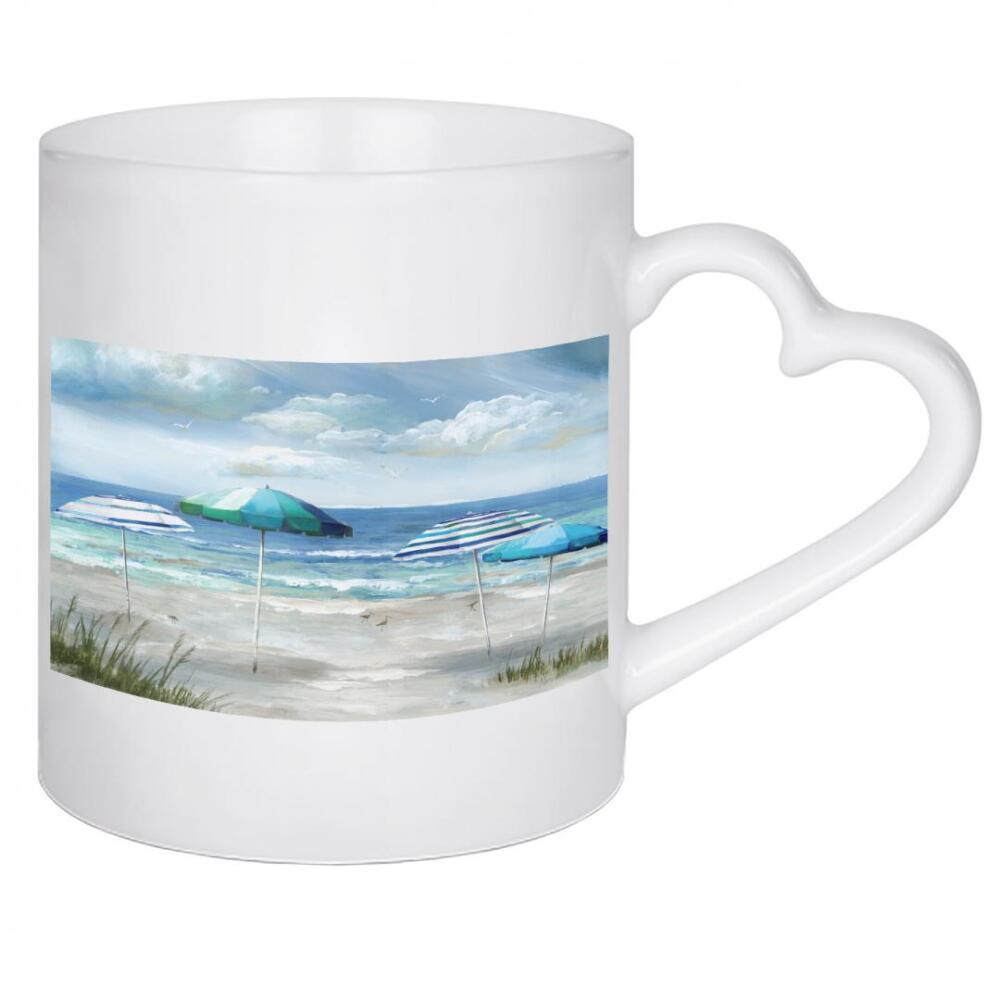 Herztasse "Oceanside" artboxONE - Reise / Strand und Meer - Strand,Meer,Küste,Küste,Meer,Sonnenschirme