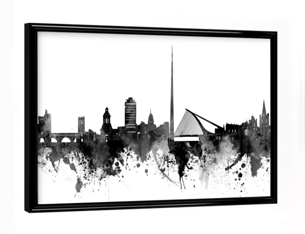 Poster mit schwarzem Rahmen "Dublin skyline black" artboxONE - Städte,Reise,Schwarzweiß,Architektur