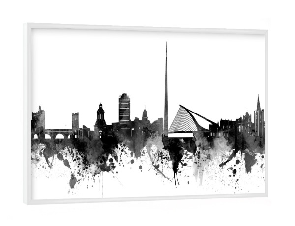 Poster mit weißem Rahmen "Dublin skyline black" artboxONE - Städte,Reise,Schwarzweiß,Architektur