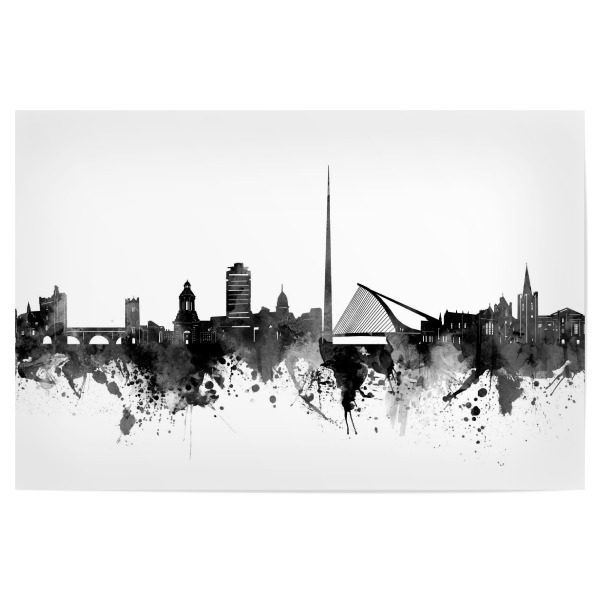Poster 30x20 cm "Dublin skyline black" artboxONE - Städte,Reise,Schwarzweiß,Architektur