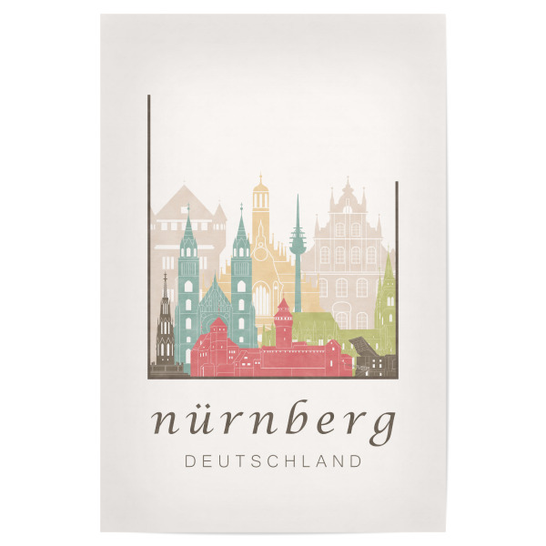 Poster 30x20 cm "Nuremberg skyline, pastel" artboxONE - Städte,Kartografie - Nuremberg,Nürnberg,Germany,Deutschland,Skyline,Cityscape,Travel
