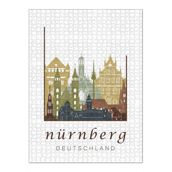 Puzzle Ravensburger "Nuremberg skyline, light brown" artboxONE - Städte,Kartografie - Nuremberg,Nürnberg,Germany,Deutschland,Skyline,Cityscape,Travel
