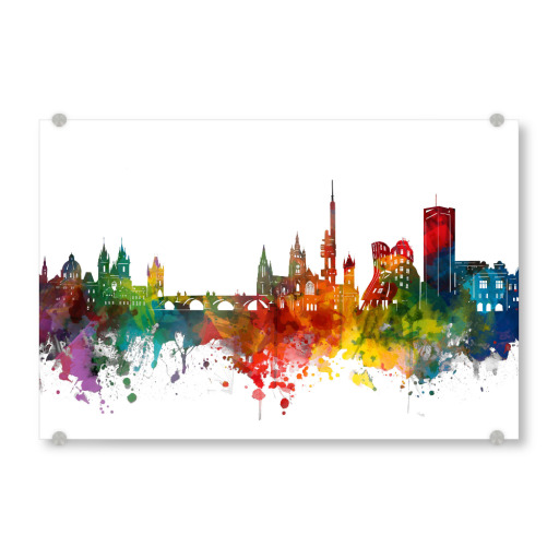 Prague skyline watercolor