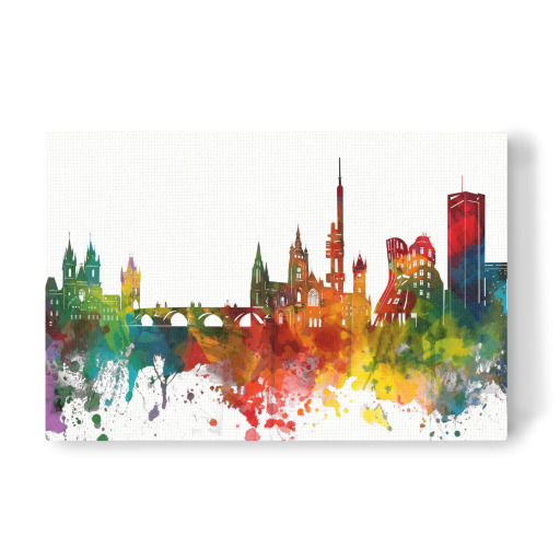 Prague skyline watercolor