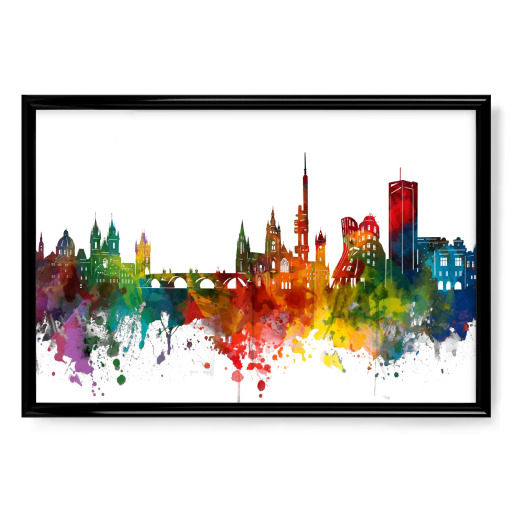 Prague skyline watercolor