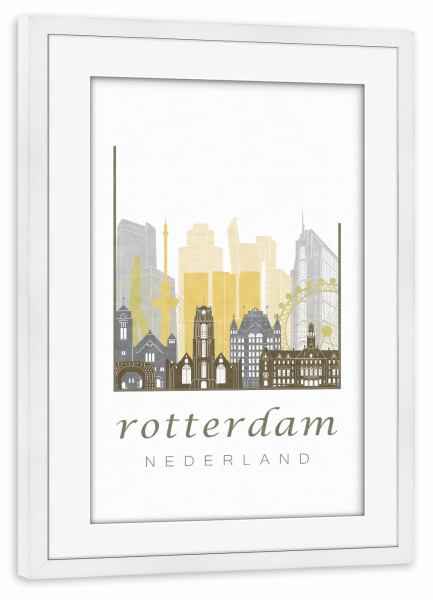 Poster mit Rahmen weiß "Rotterdam desert skyline" artboxONE - Städte,Kartografie