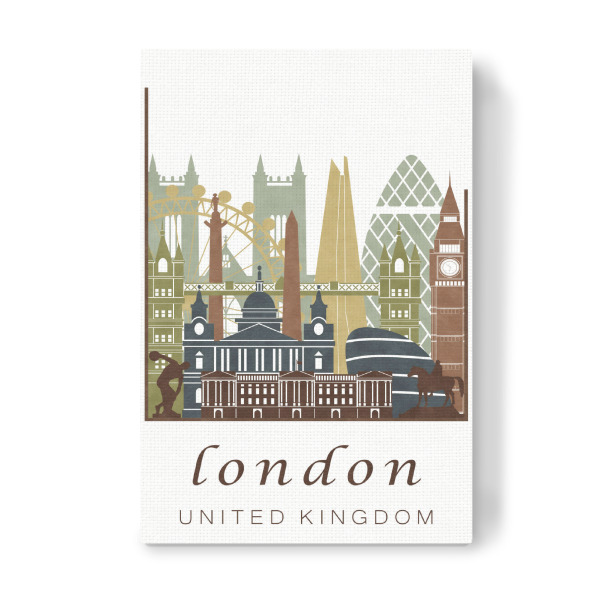 Leinwandbild "London light brown skyline" artboxONE - Städte / London,Kartografie - London,United kingdom,Uk,England,Skyline,Cityscape,Travel