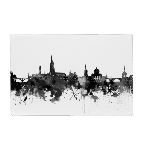 Holzbild "Bern skyline black" artboxONE - Städte,Reise,Schwarzweiß