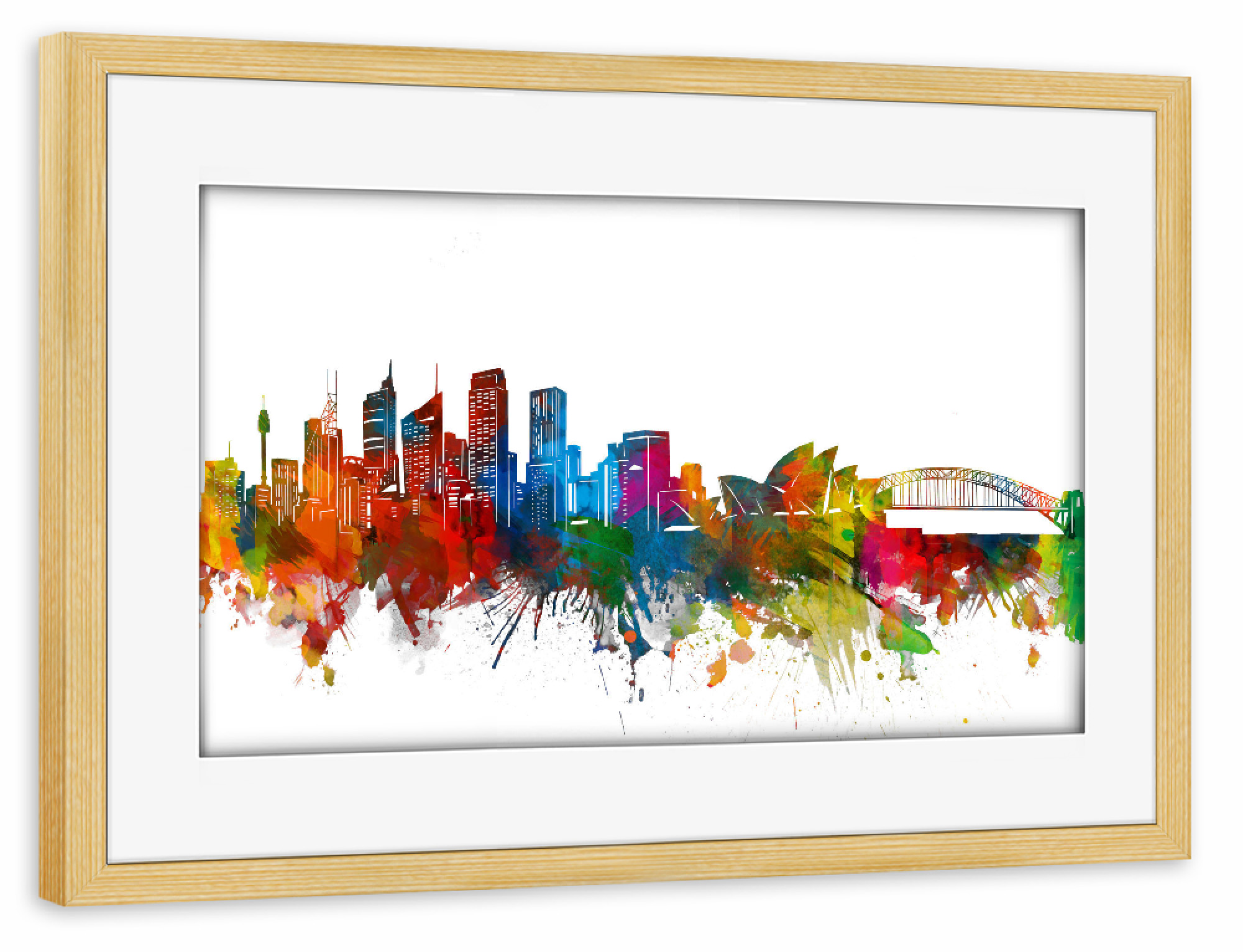 Poster mit Rahmen kiefer "Sydney skyline watercolor" artboxONE - Städte,Städte / Sydney