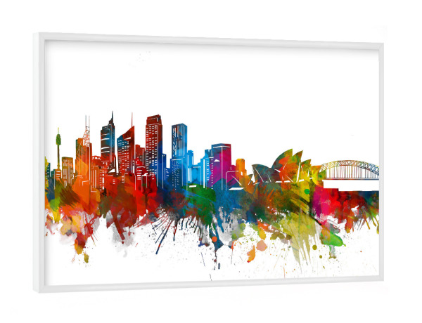 Poster mit weißem Rahmen "Sydney skyline watercolor" artboxONE - Städte,Städte / Sydney