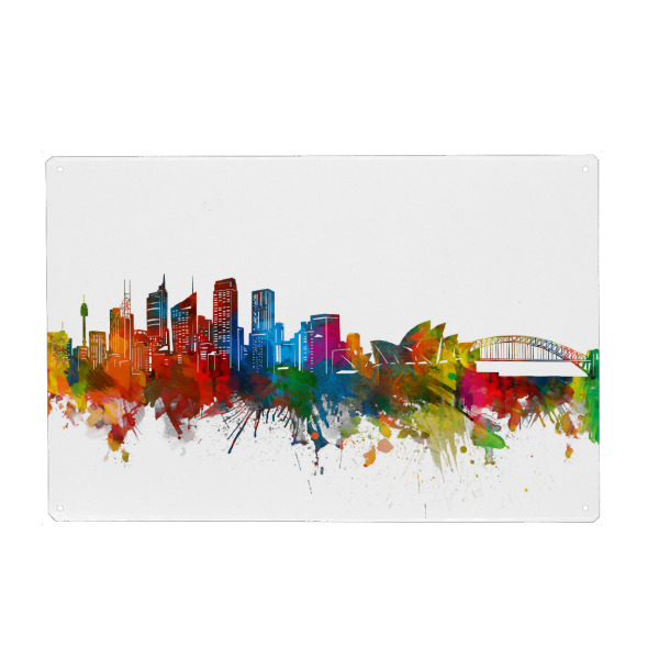Metall Poster "Sydney skyline watercolor" artboxONE - Städte,Städte / Sydney