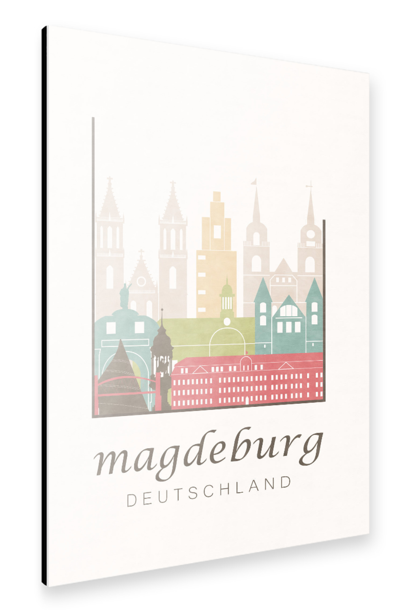 Alu-Dibond "Magdeburg pastel skyline" 30x20 cm artboxONE