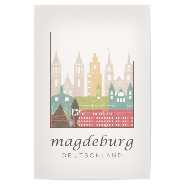 Poster 30x20 cm "Magdeburg pastel skyline" artboxONE - Städte,Kartografie - Magdeburg,Germany,Deutschland,Skyline,Cityscape,Travel