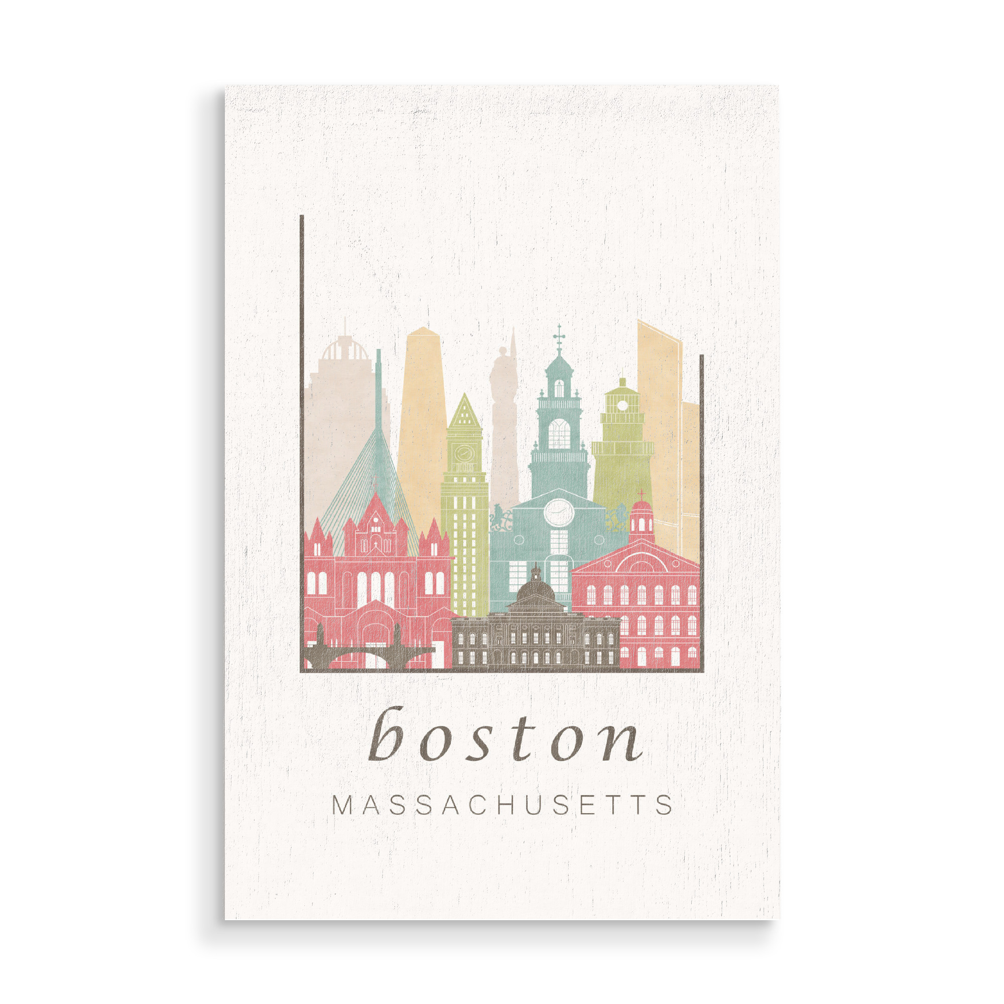 Holzbild "Boston skyline, pastel" artboxONE - Städte / Boston,Kartografie